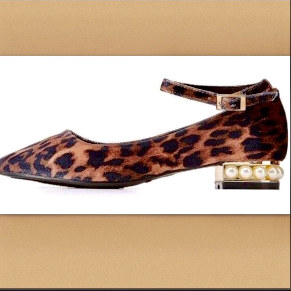 LEOPARD VELVET PEARL HEEL FLAT